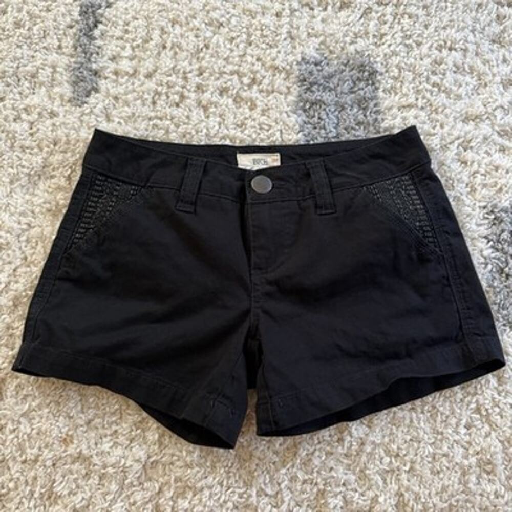 BKE Y2K Low Rise Black Shorts Size 24 Embroidered Pocket Chino Grunge 2010s